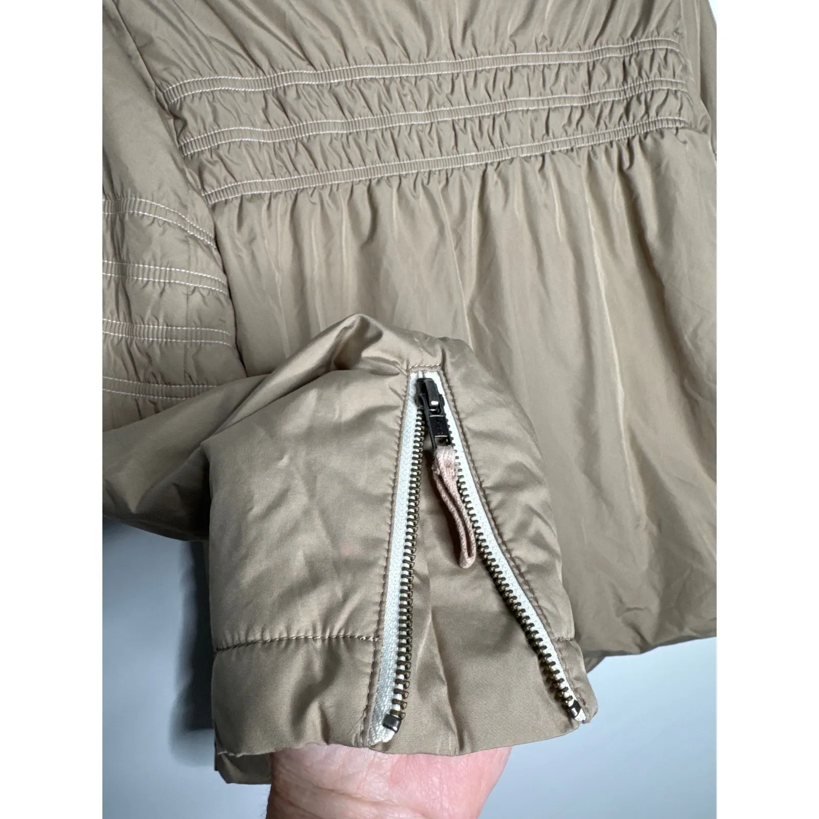 Free People Smocked Bomber Jacket with Floral Lining – Size Small - Image 10