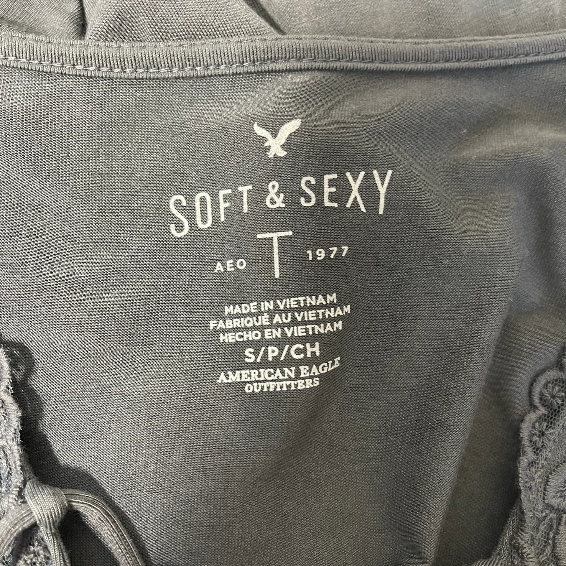 American Eagle Soft & Sexy Gray Lace Strappy Front Top - Image 10