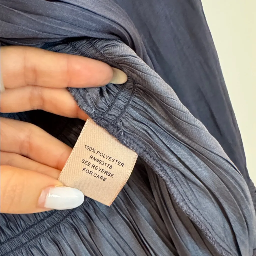 Philosophy XS Deep Blue Blouse smocked rushed waist and hem ruffle shoulders - Image 6