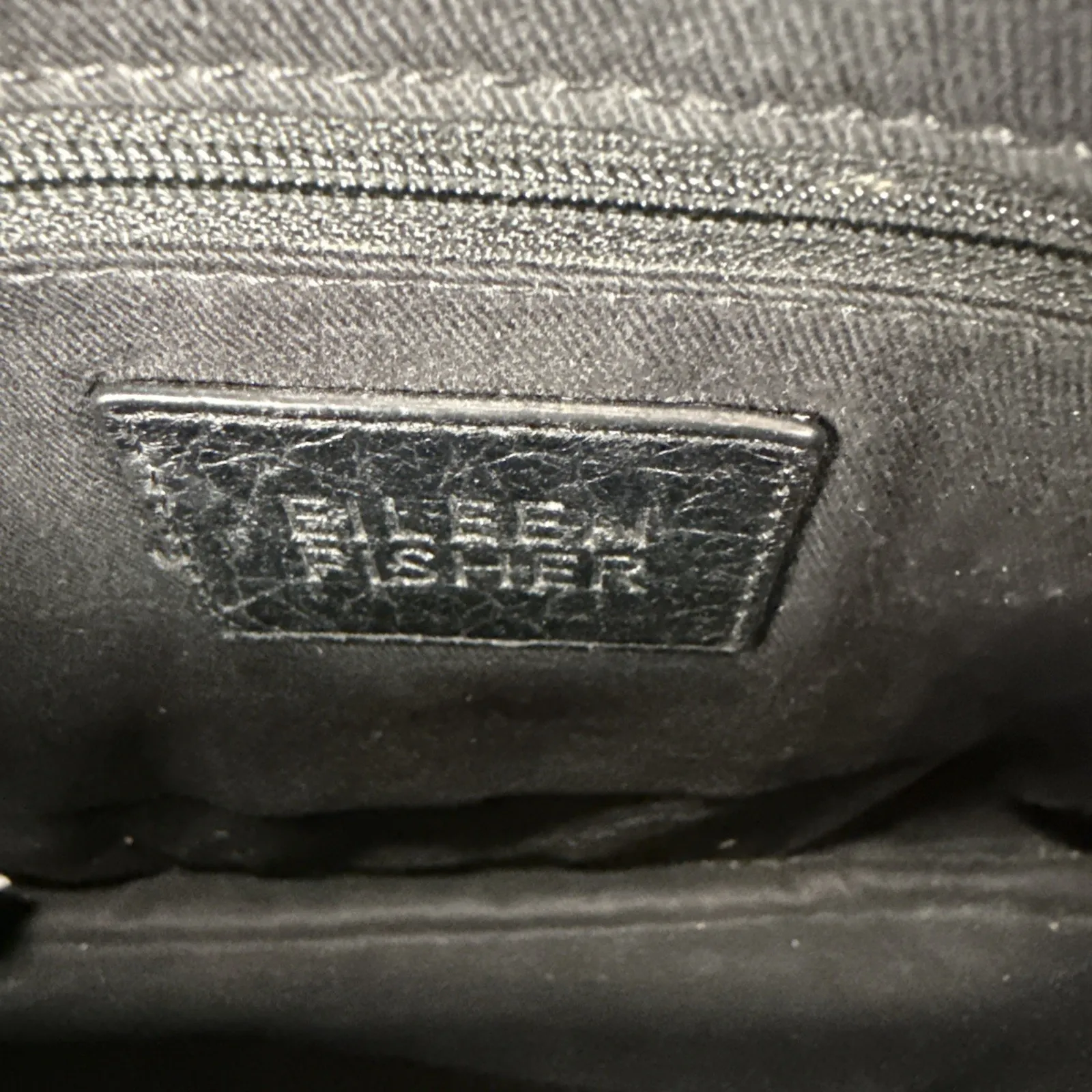 Eileen Fisher Black Pebbled Leather Double Flap Crossbody Purse Bag Minimalist - Image 8