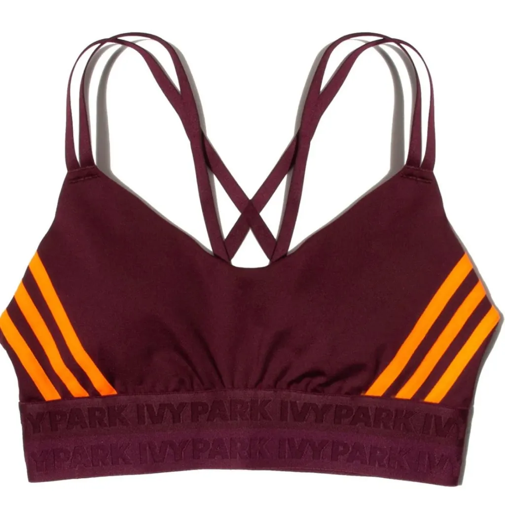 Adidas IVY PARK Burgundy and Orange Sports Bra Size XSmall - Image 6