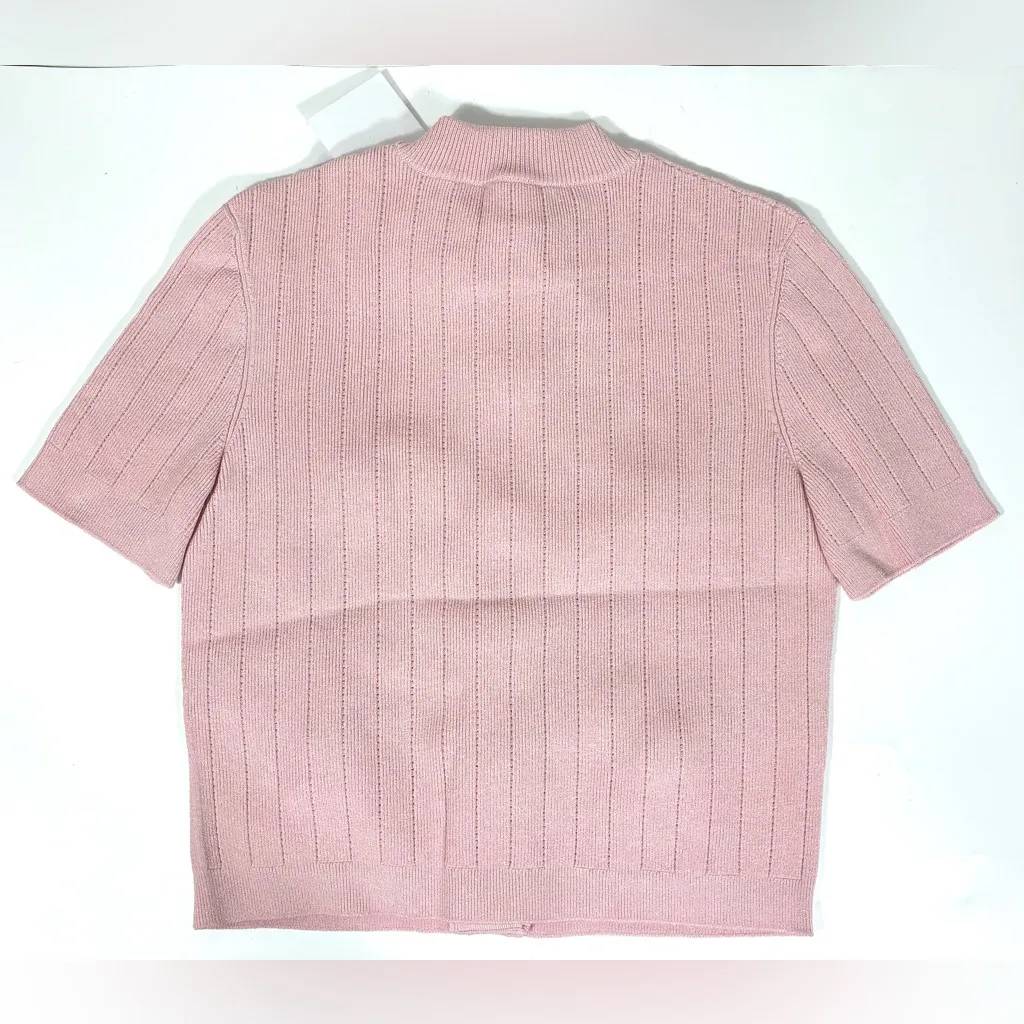 Balmain Knitted Four Pocket Short Sleeve Cardigan FR 40 US 8 Pink NWT - Image 14