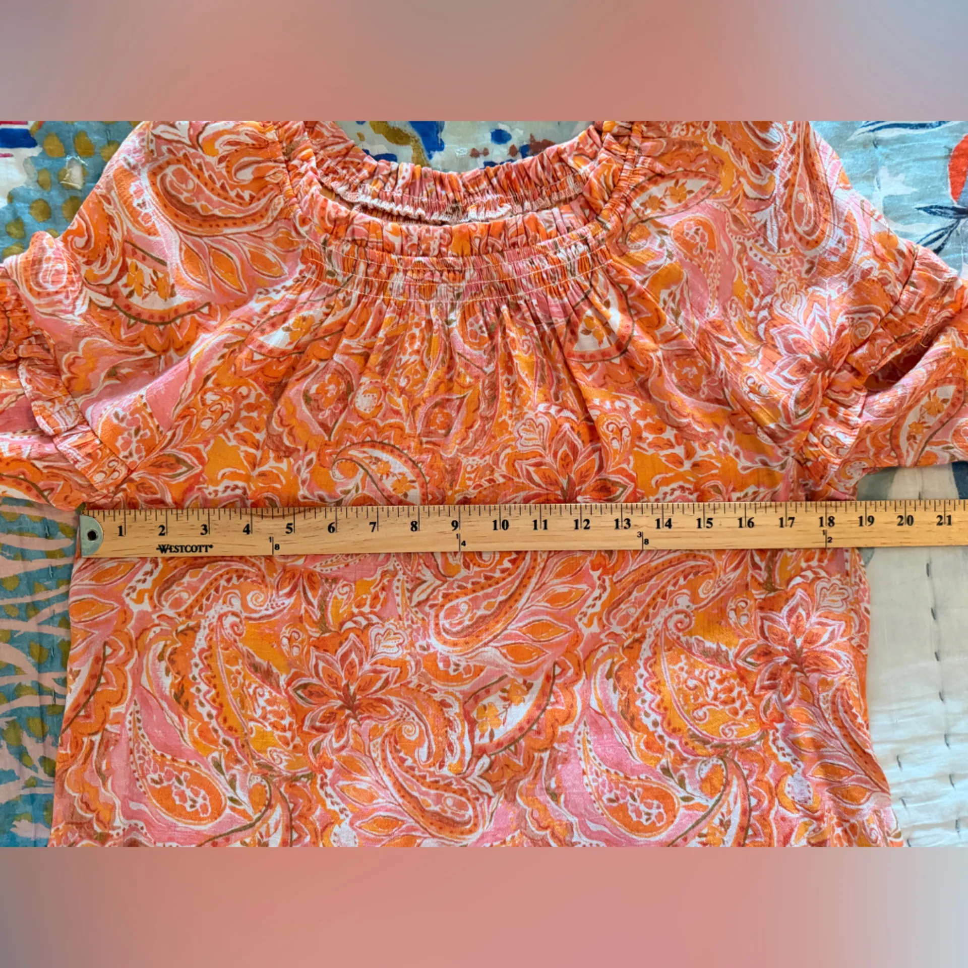 NANETTE LEPORE M Orange Semi-Sheer Blouse - Image 8