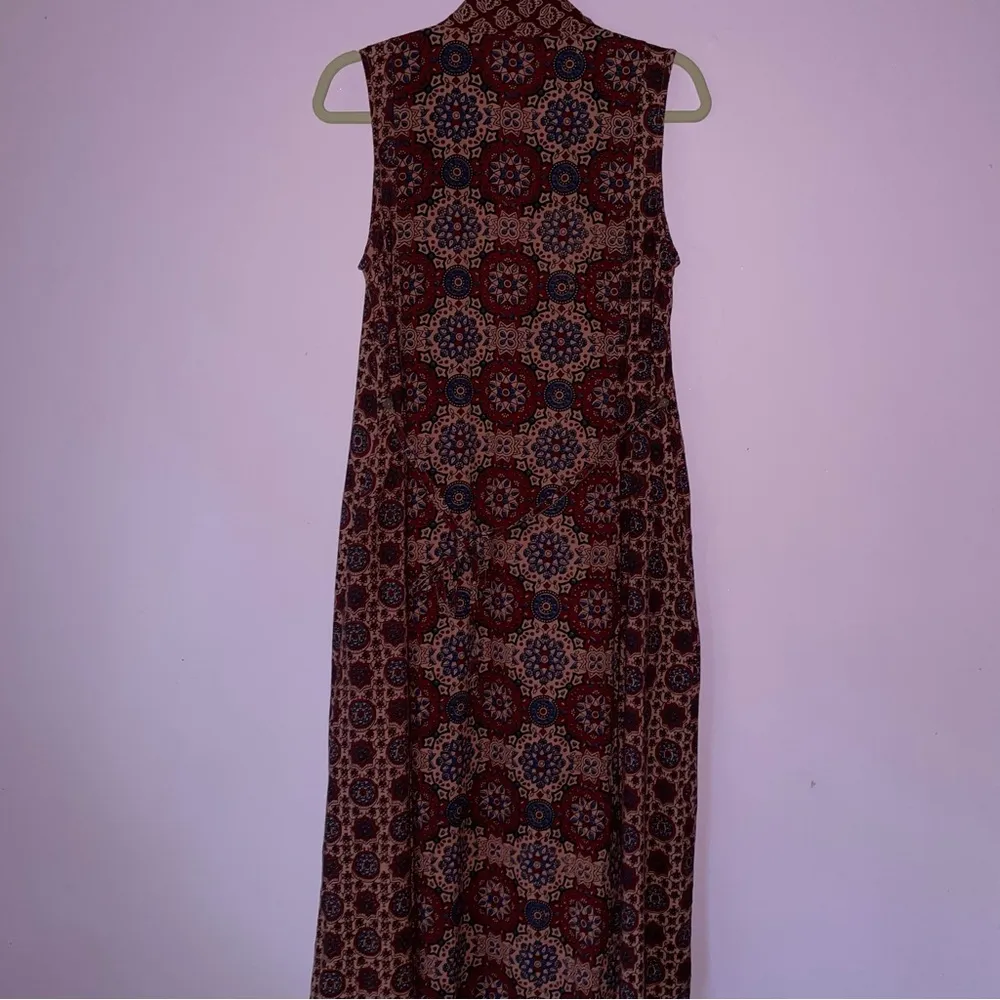 April Cornell Size S Boho Maxi Dress Red Sleeveless Vacation Dark Cottage - Image 7