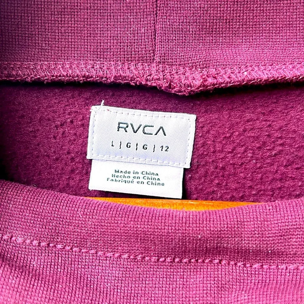 RVCA Smudged Plum Purple Ombre Cropped Mock Neck Sweatshirt - Image 3