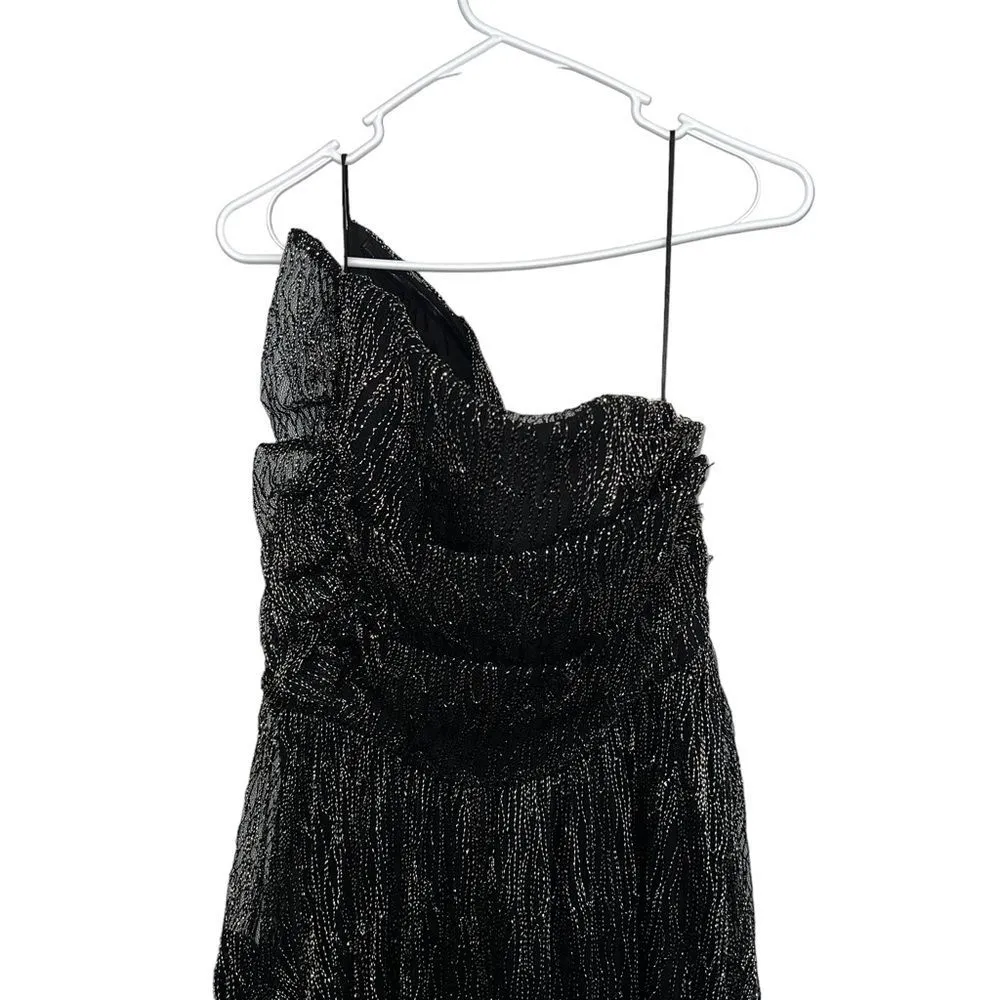 La Maison Talulah Starcrossed Lover Black Metallic One Shoulder Gown Size L Form - Image 8