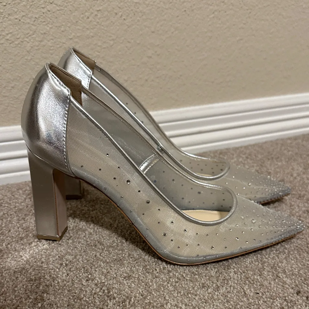 Jessica Simpson Silver Mesh Jewel Women's Heels - Image 7