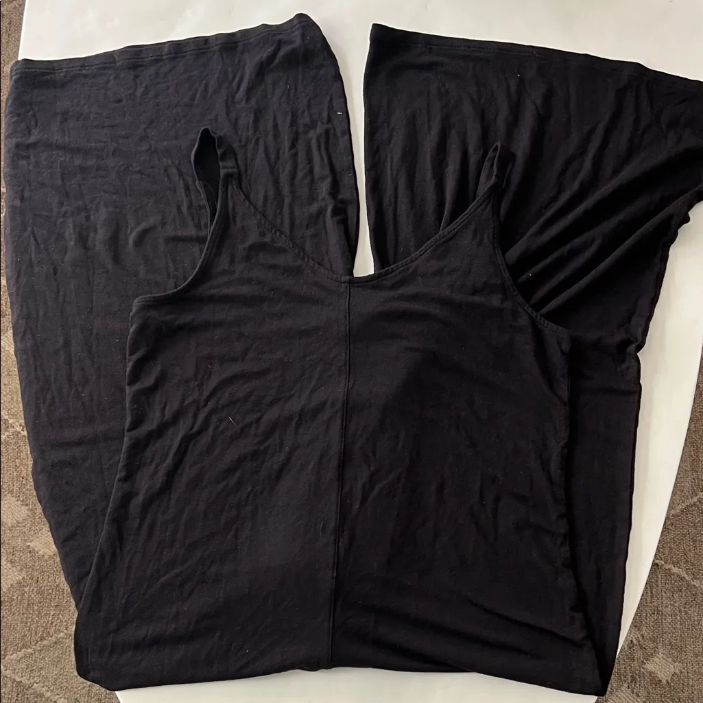 Athleta Nighttime Bliss V-Neck Sleep Romper Jumpsuit Oversized Wide Leg Black XS - Image 6