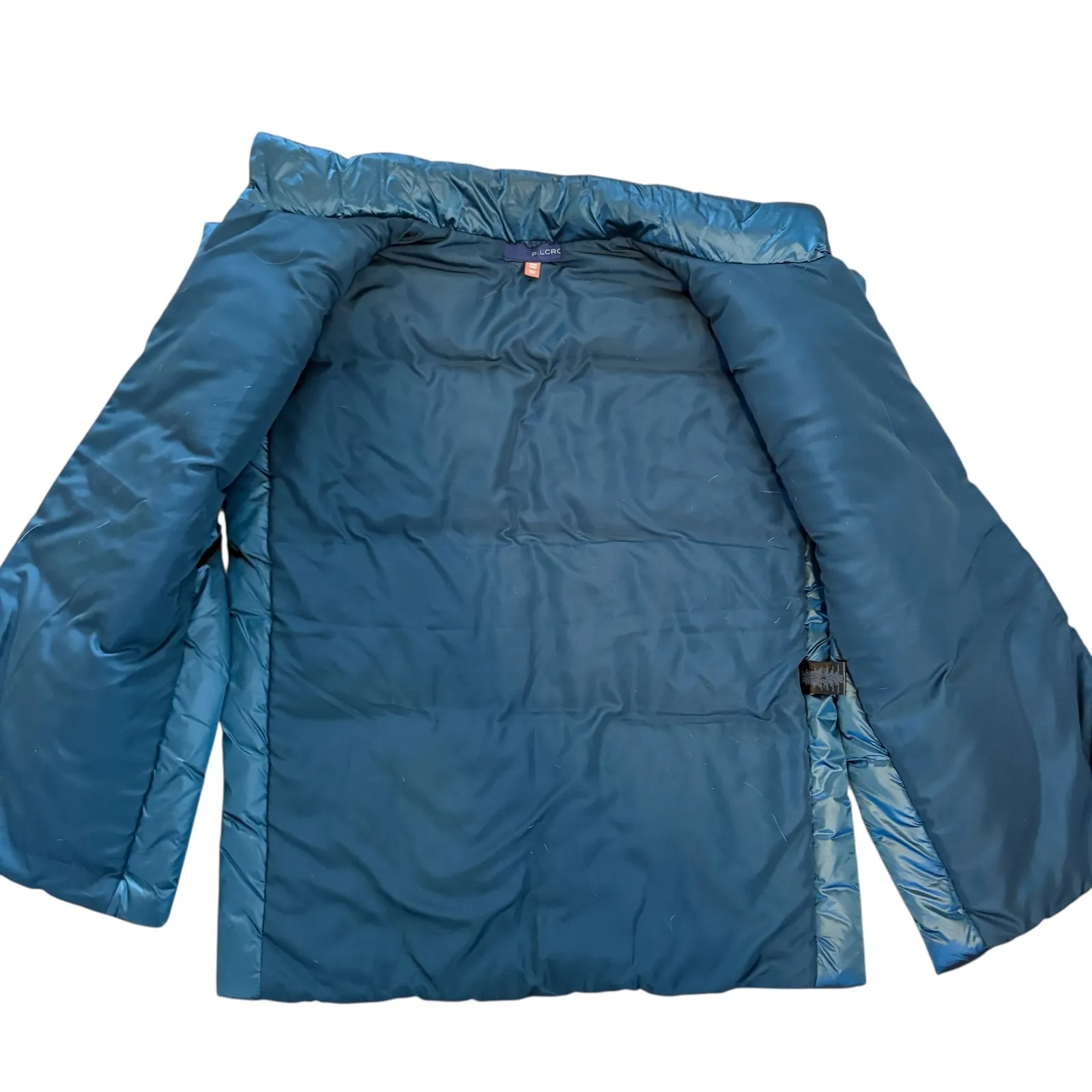 Pilcro metallic Teal Blue Puffer Vest One Size Sleeveless Collared Tie Waist - Image 10