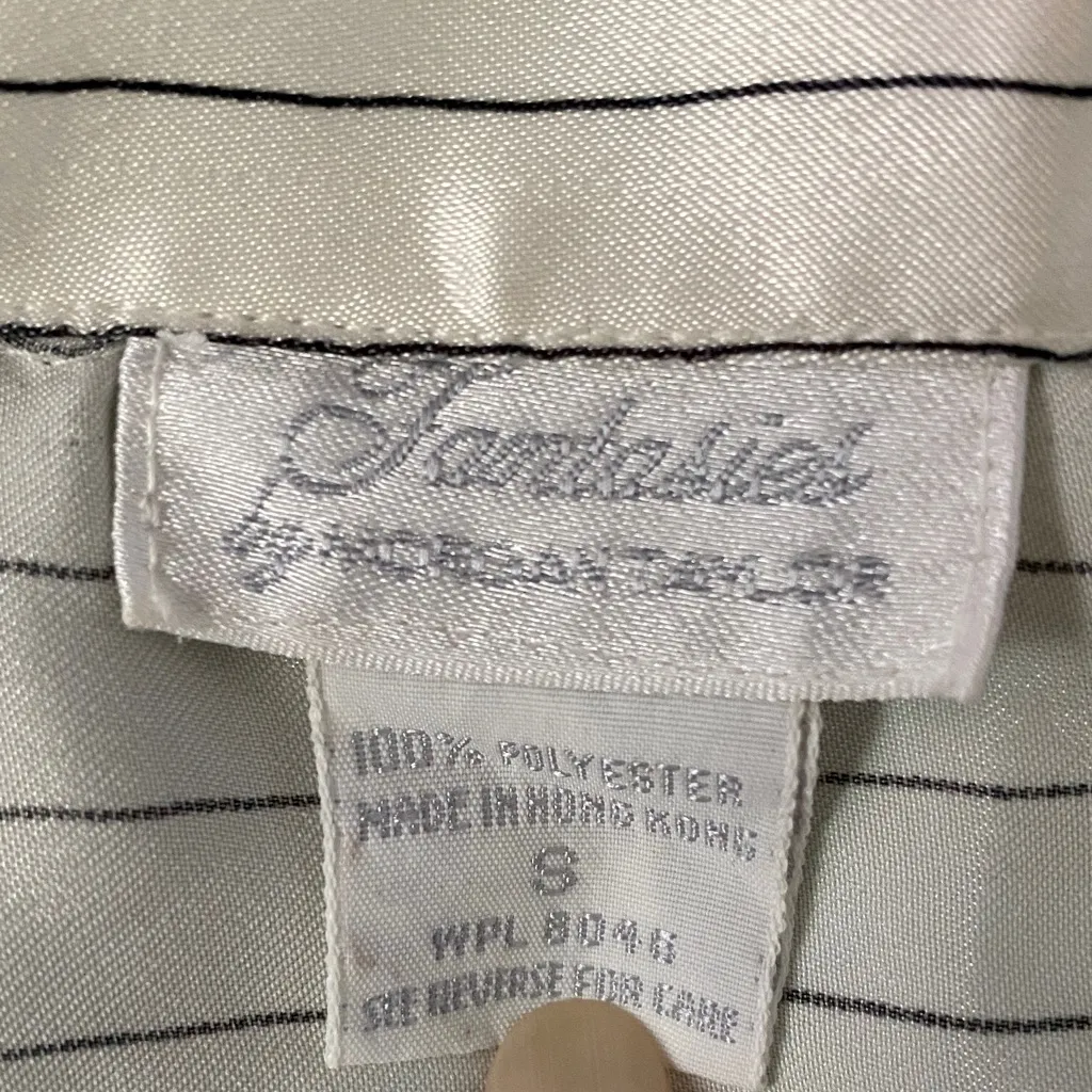 FANTASIES pajama set crop top with pull on shorts pinstripe vintage size S White - Image 4