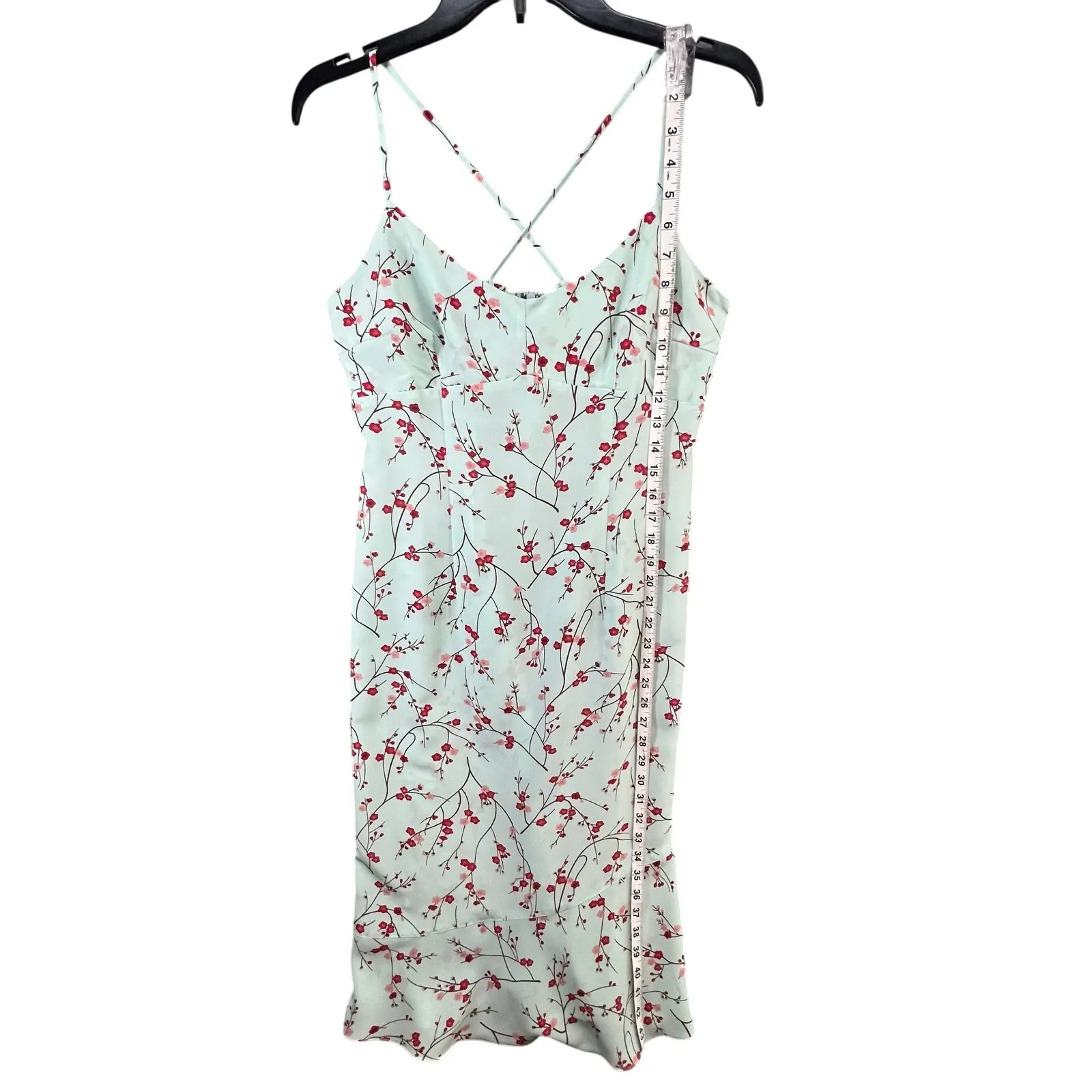 Express Y2K Slip Dress 7/8 Mint Green Red Cherry Blossom Floral Fairy Cottage - Image 8