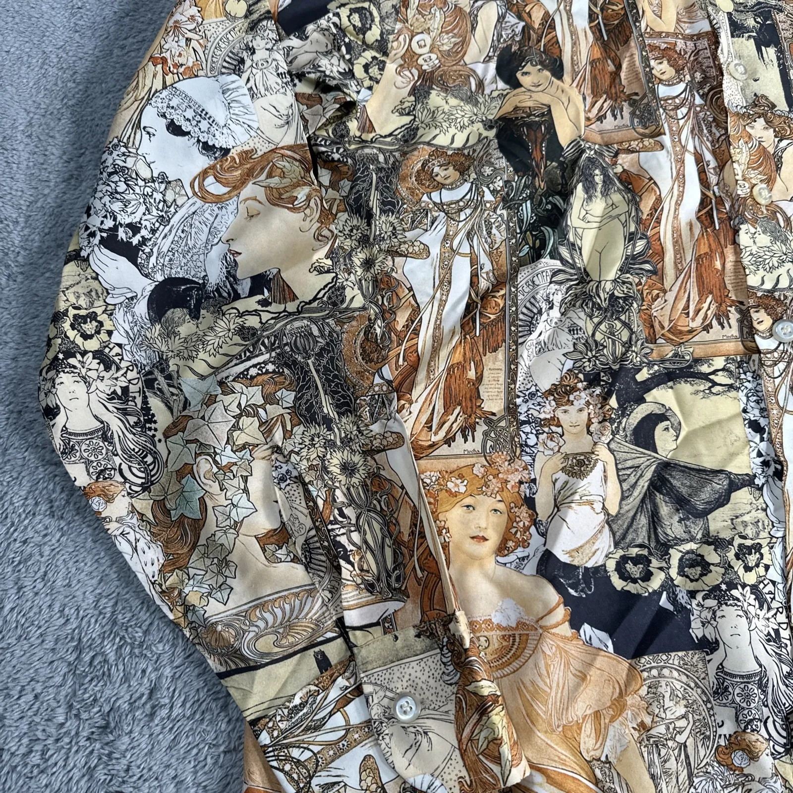 VTG 60s GODDESS Shirt ALPHONSE MUCHA ART NOUVEAU HIPPIE Boho Psychedelic MoD XL - Image 6