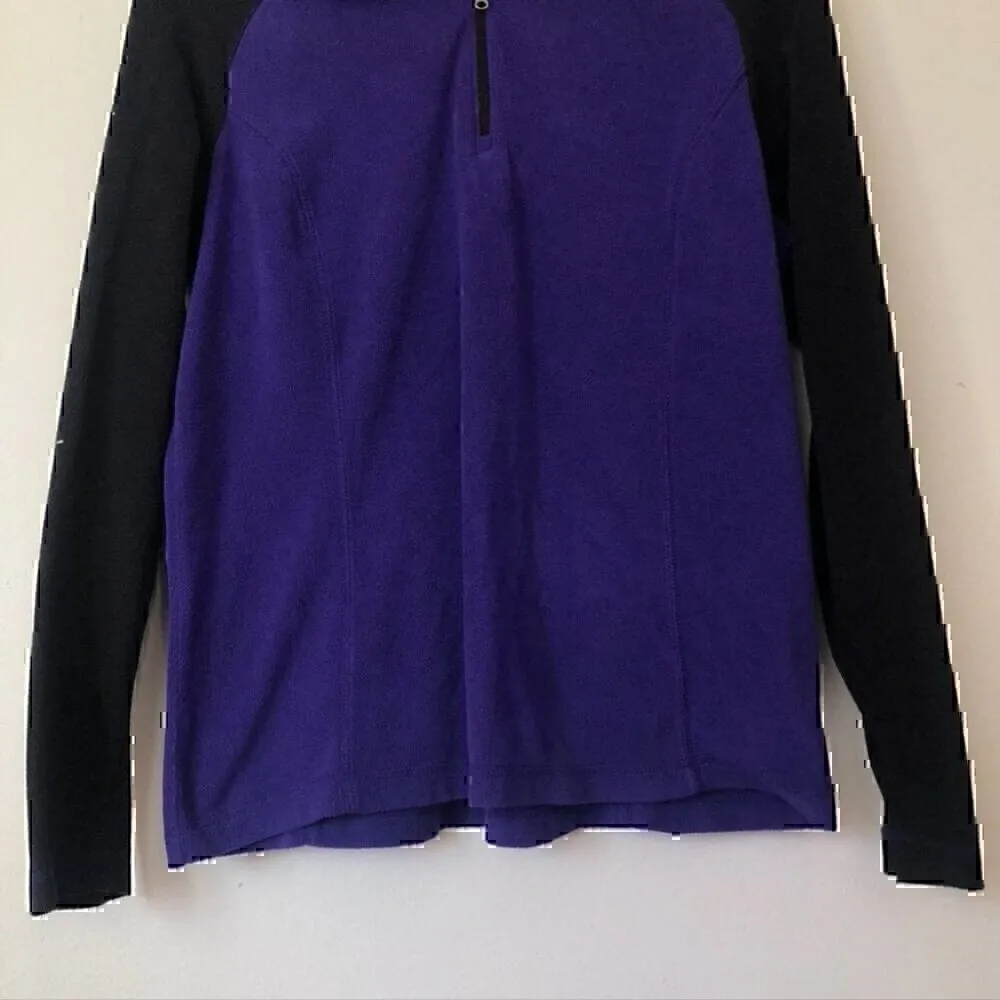 COLUMBIA Purple Black Colorblock 1/4 Zip Quarter Zip Fleece Sweatshirt Top Large - Image 3