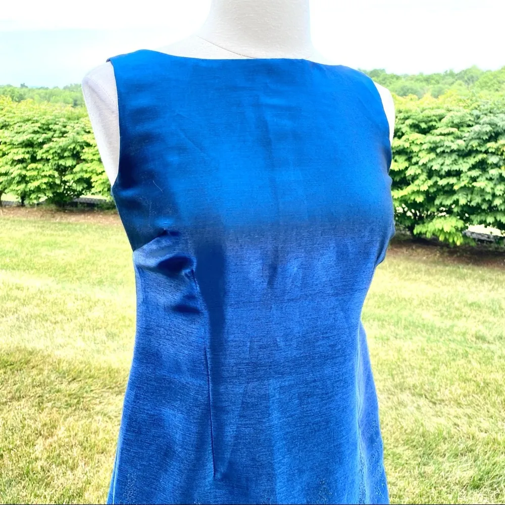 CDC Petite Sleeveless Shiny Glitter Sheath Dress Size 8 Blue - Image 6