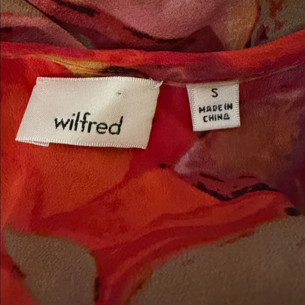 Aritzia Wilfred 100% Silk Bisous Red Floral MIDI Dress Size Small - Image 6