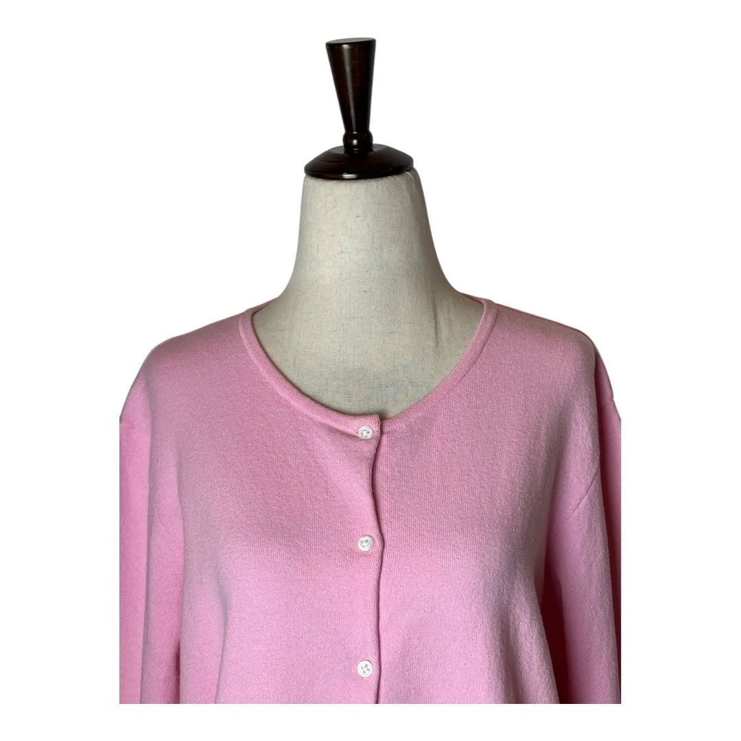 Lilly Pulitzer Sweater Women Large Pink Cotton‎ Blend Cardigan Preppy Coastal - Image 3