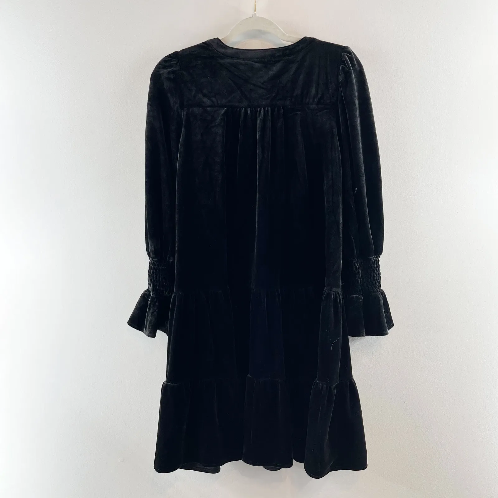 Pomander Place Tuckernuck Kenzo Velvet Tiered Mini Babydoll Dress Black Medium - Image 4