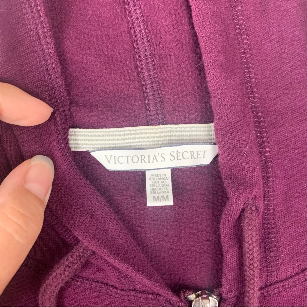 Victoria's Secret size medium Deep Purple Zip-Up jacket sweatshirt seqiun angel - Image 4