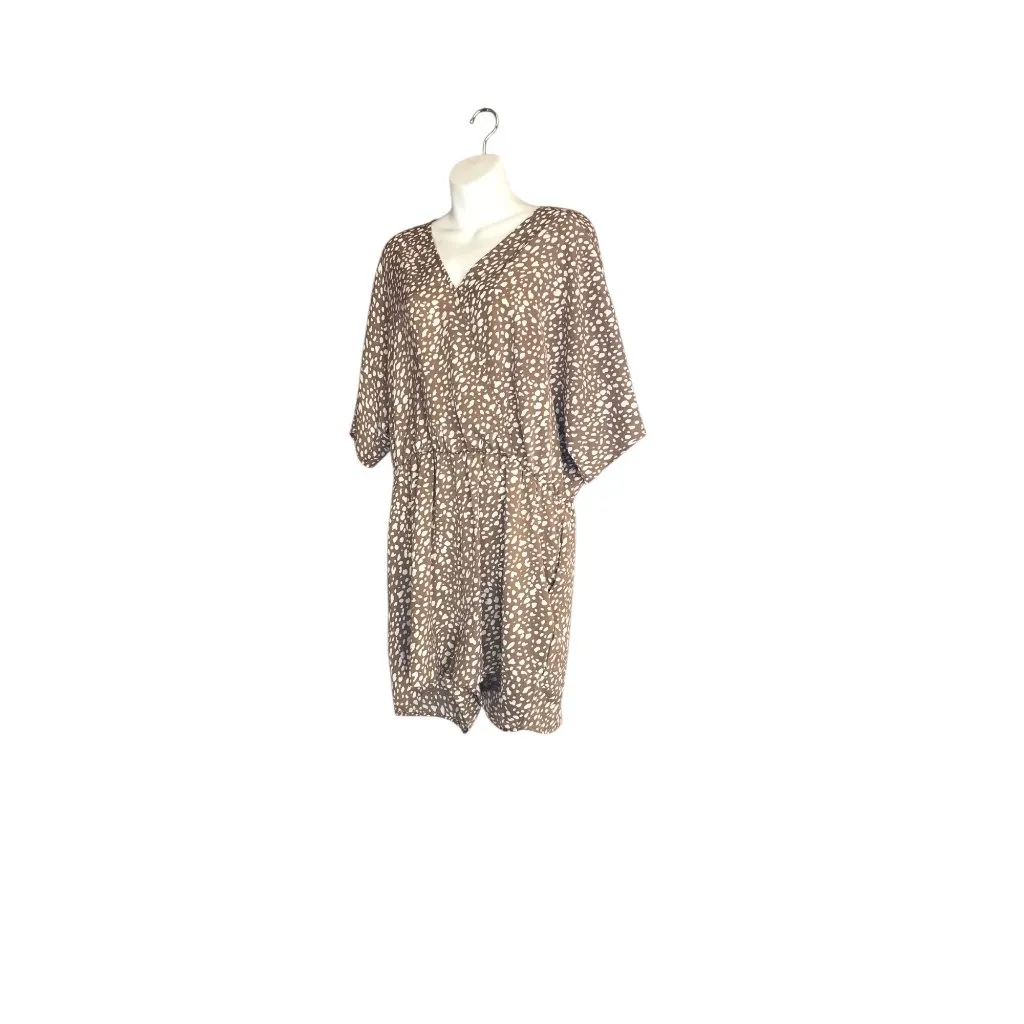 PrettyGarden Brown and White Patterned Romper - Image 3
