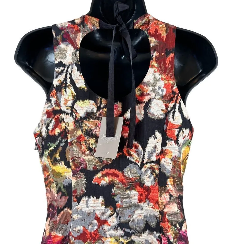 Leifsdottir Anthropologie Adelita Floral Shimmer Brocade Fit Flare Mini Dress Black Size 4 - Image 15