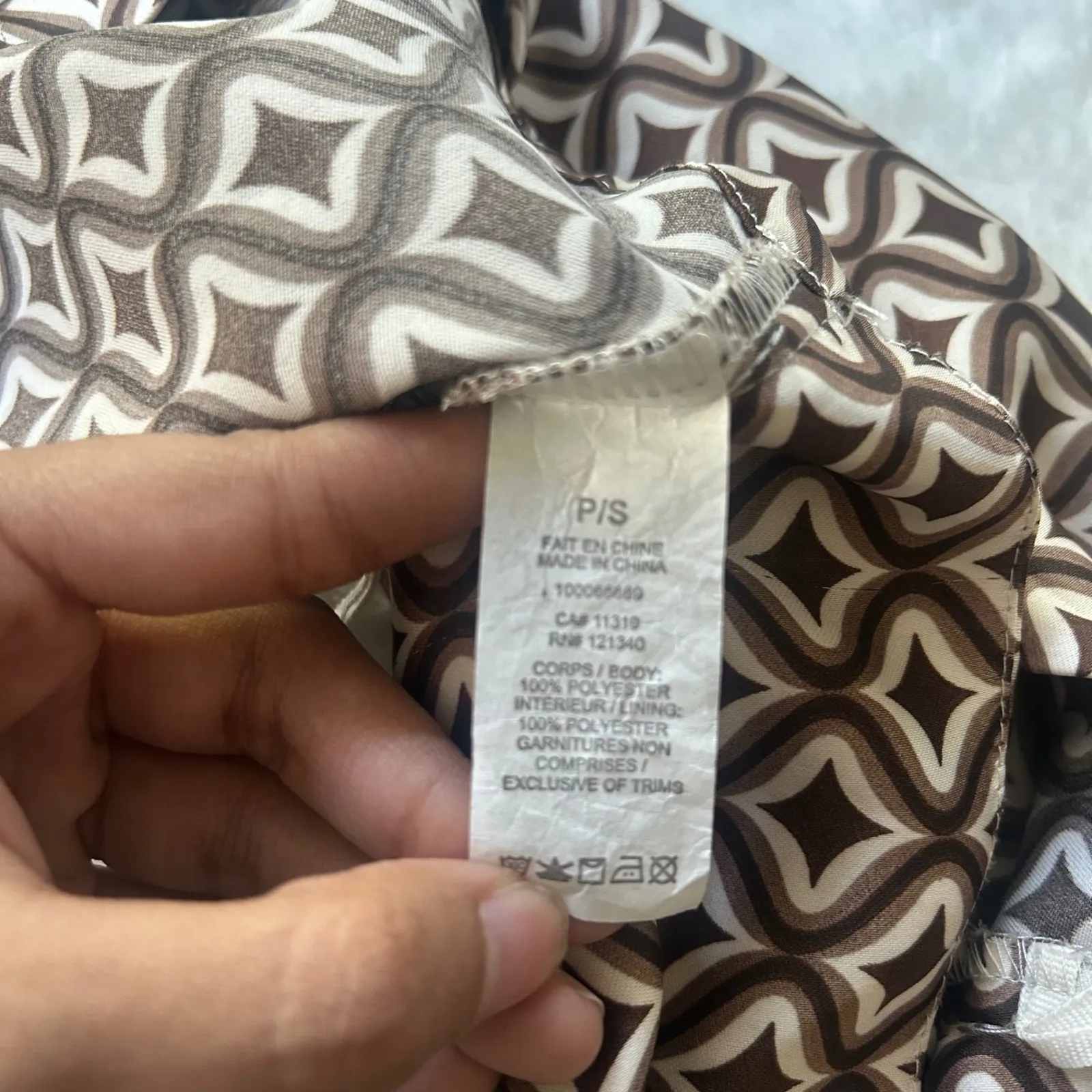 Garage Brown Pattern Scarf Top Retro Print Tie‎ Back Tube Top Small - Image 8