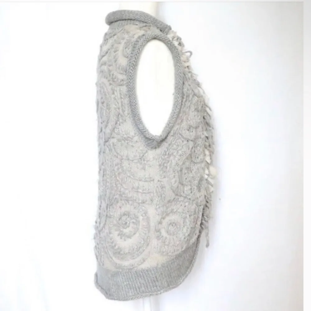 Rebecca Taylor Fringe Sleeveless Sweater Vest M - Image 4