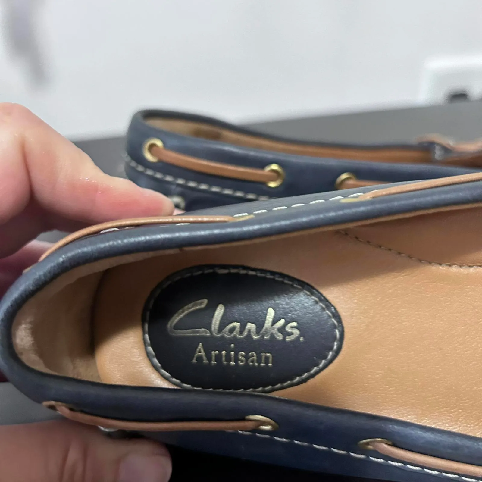 Clarks Artisan Dunhill Driving Moccasins Navy Blue‎ Women's size 6 - Image 4