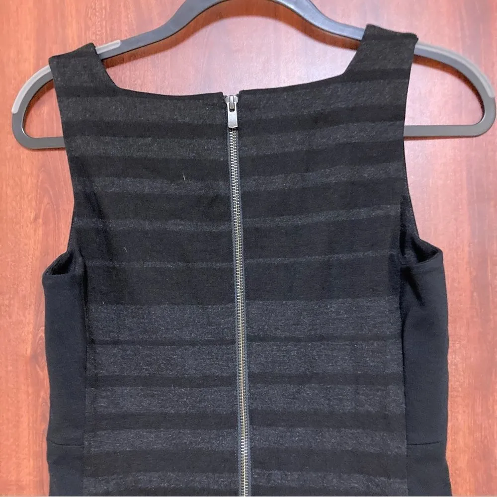 EILEEN FISHER Women's Charcoal Black Striped Ponte Square Neck Dress Size 2 - Image 9