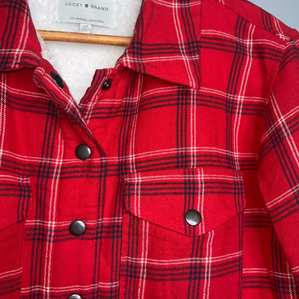 Lucky Brand Red Plaid Sherpa Lined Jacket SP - Image 4