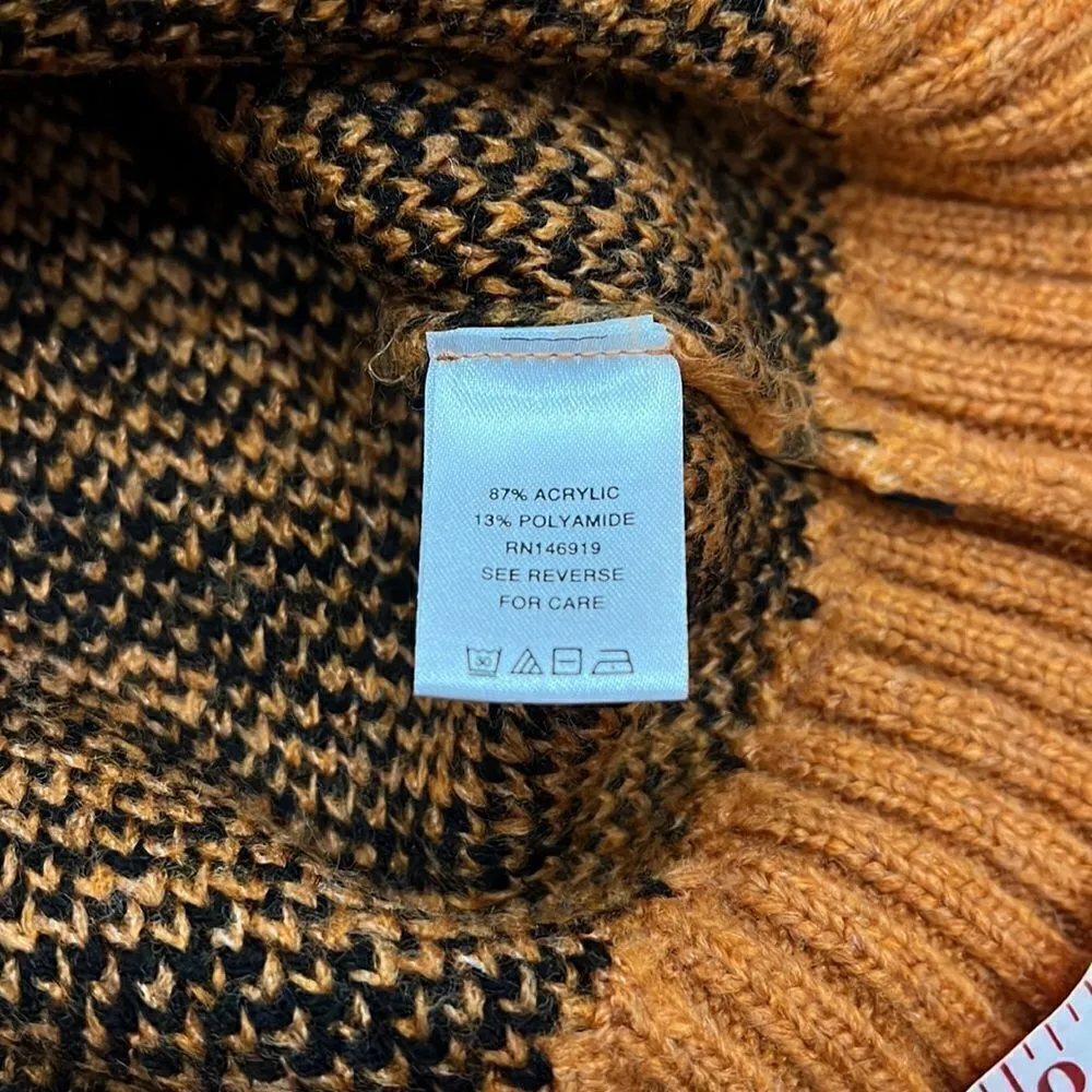 Freshman 1996 vintage 90s Style V Neck Chunky Oversized Relaxed Fit Sweater sz L Orange Size L - Image 3