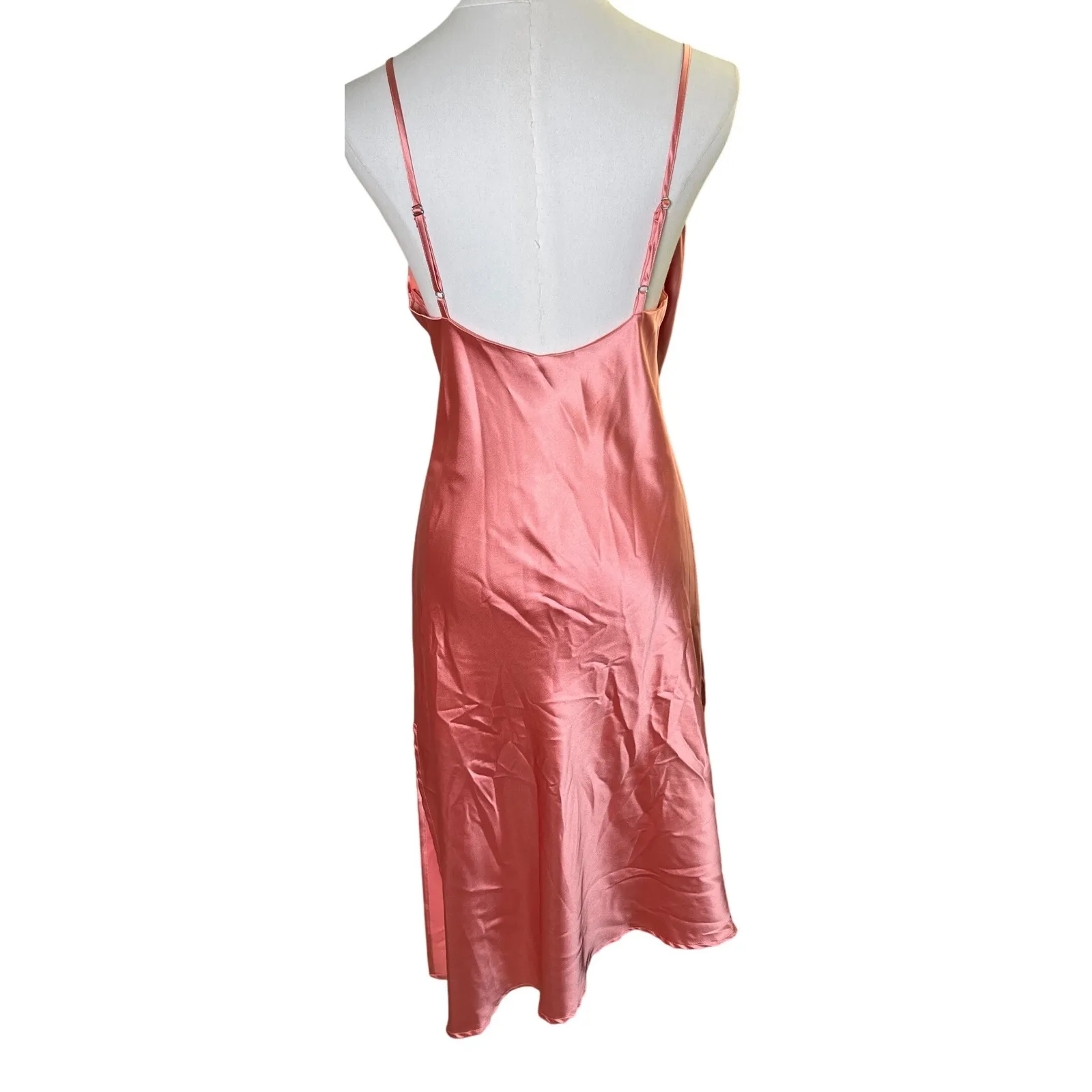 Coquette Satin Slip Dress Pink Silky Bias Cut Midi Hausen Hemline Haze Women L Size L - Image 2