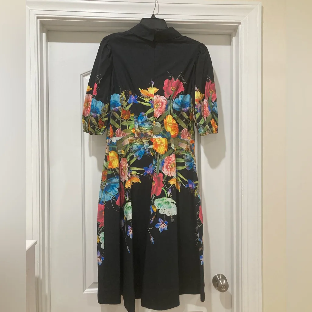 Rickie Freeman for Teri Jon Black Floral Midi Dress Size 12 - Image 9