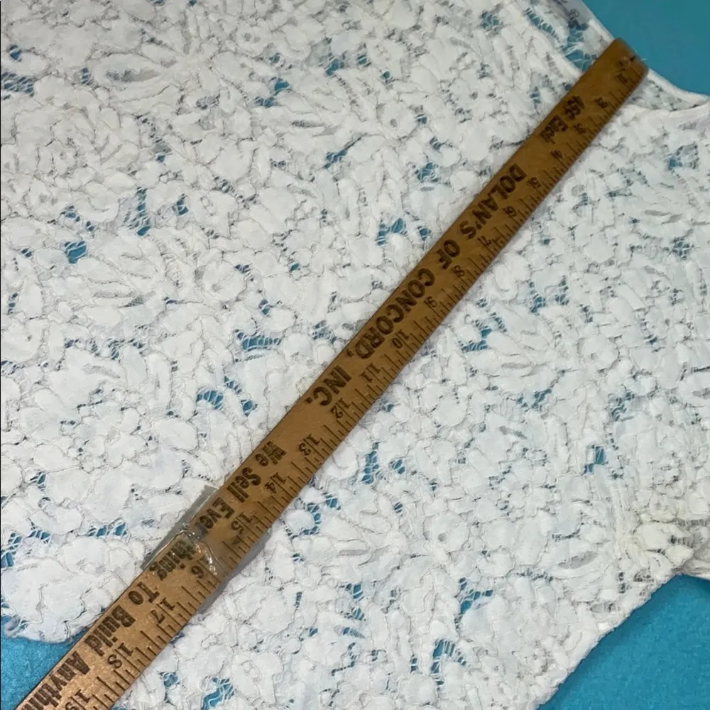 MARCI lace floral short bell sleeve crop top white round neckline boho size L Size L - Image 8