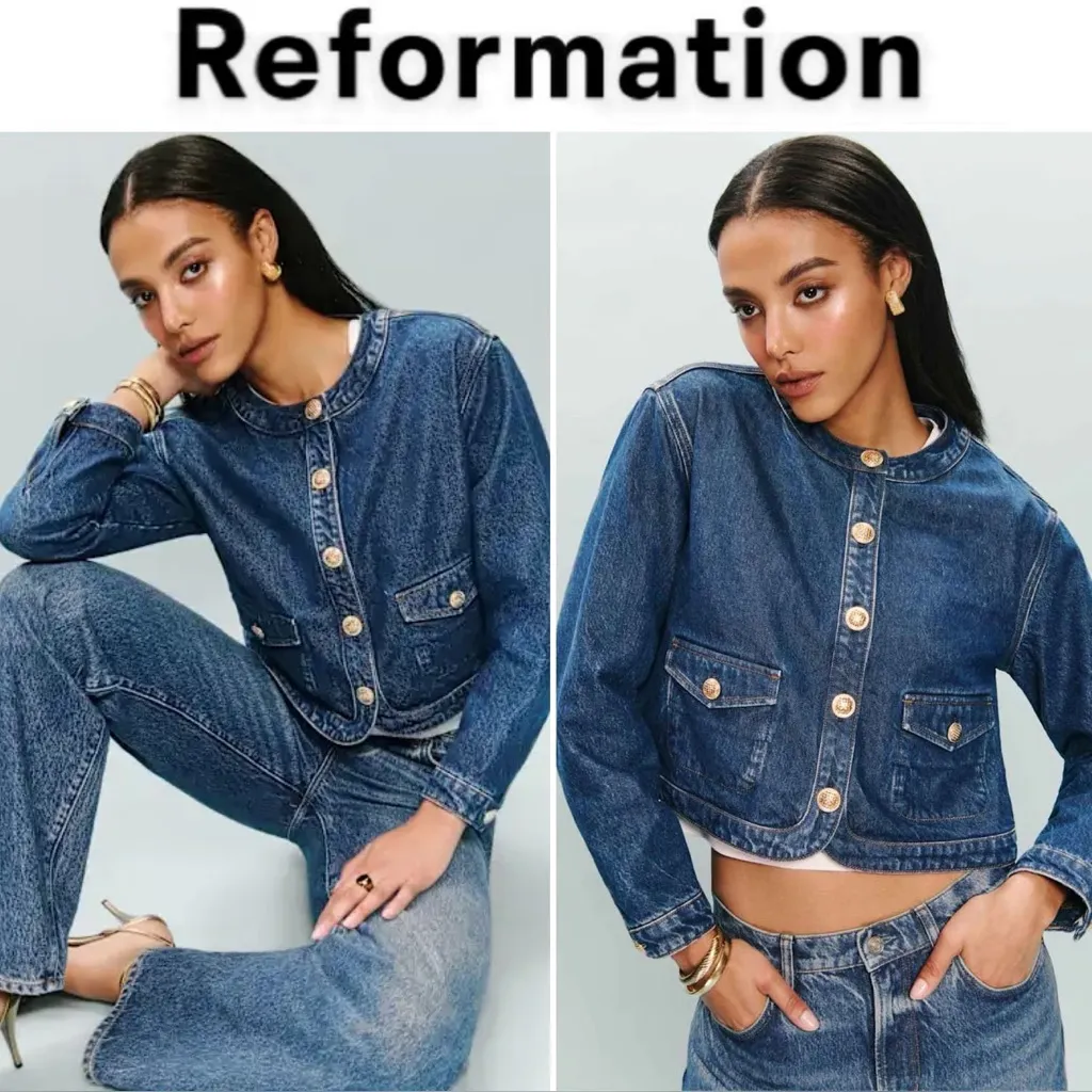 Reformation  Braxton Denim Jacket L - Image 2