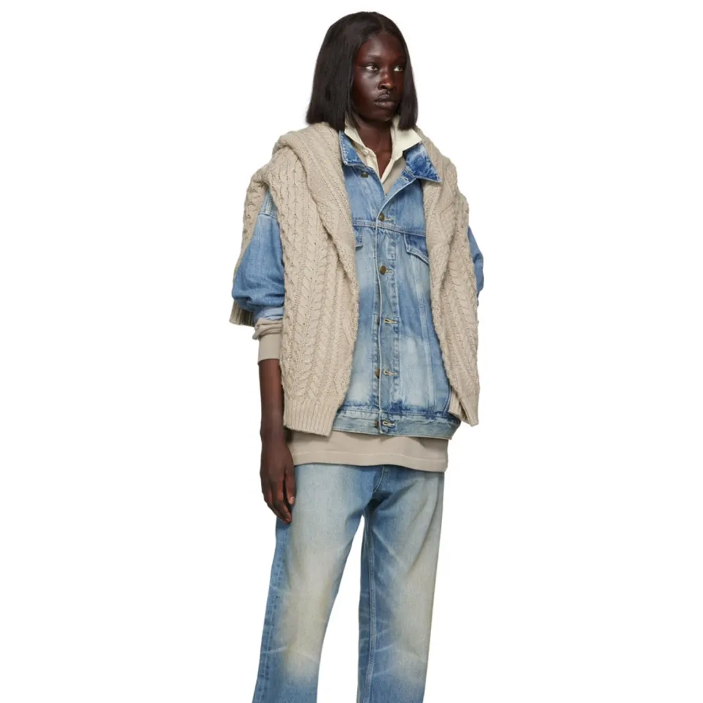 FEAR OF GOD ESSENTIALS BLUE TRACKER DENIM JACKET S - Image 4