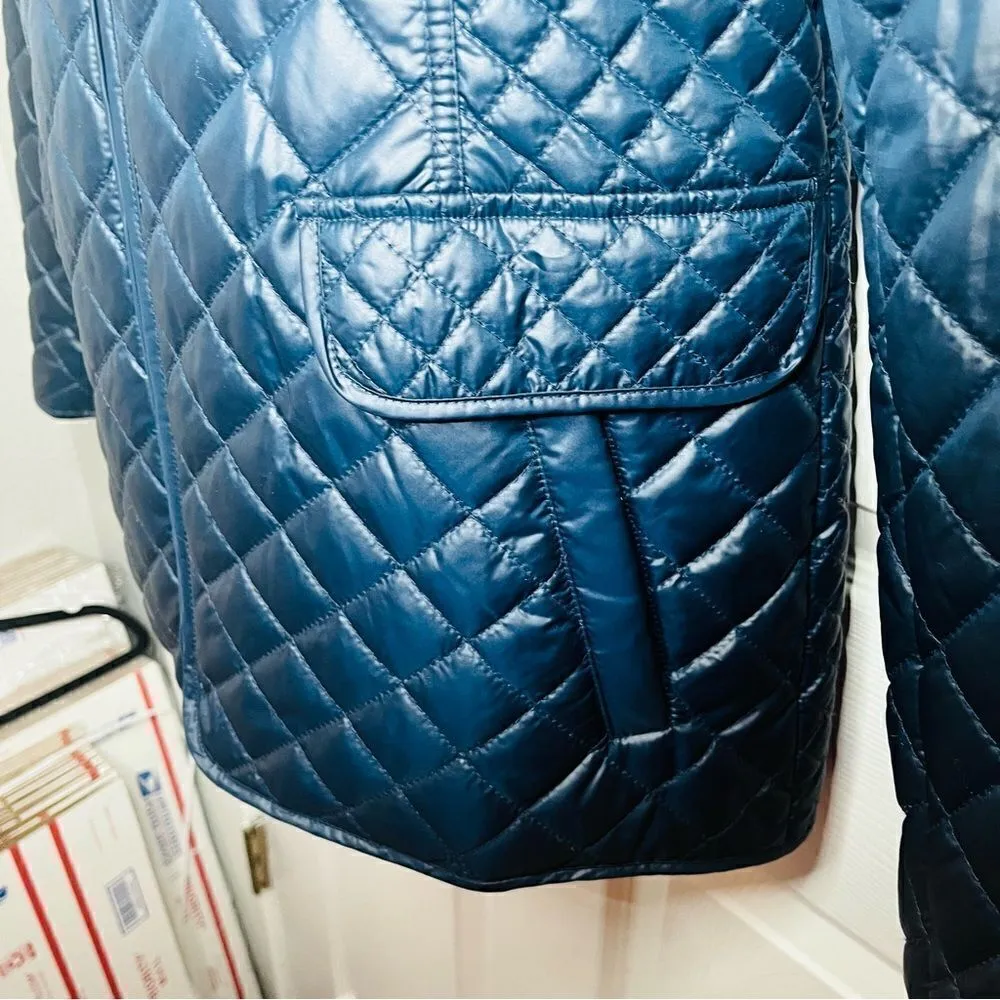 Ellen Tracy Lightweight Insulated Quilted Jacket Zipper Navy Blue M - Image 3