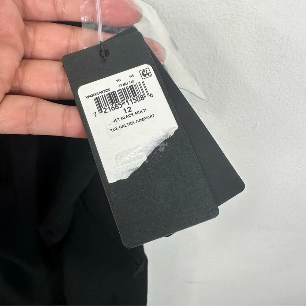 NEW Guess Size 12 Tux Halter Neck Low Back Black White Jumpsuit - Image 5