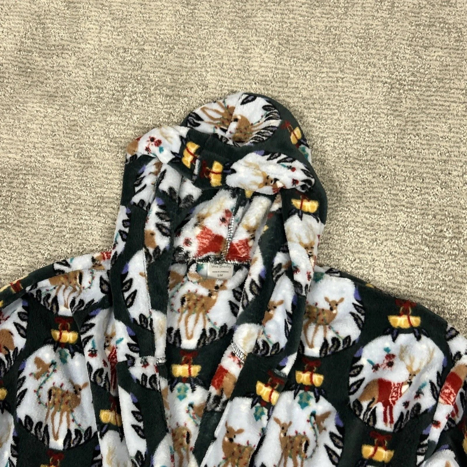 Vera Bradley Holiday Womens Sm Med Bathrobe Hooded Reindeer Christmas Ornaments - Image 3