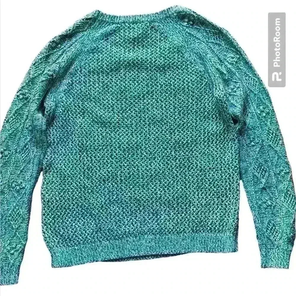 Sandro Wool Acid Marled knit Sweater Chunky blue Black size 1 - Image 4