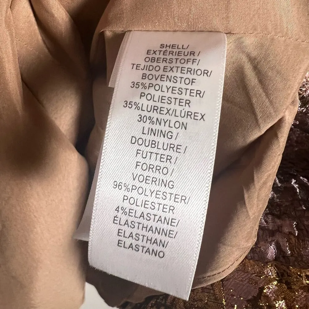 Aidan Mattox Metallic Copper Jacquard Dress Off The Shoulder Mini Size 10 - Image 12