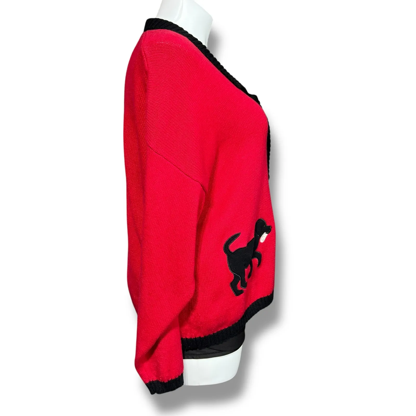 Vintage Timber Lea Womens Sweater Cardigan Collared Button Down Dog Theme Red 2X - Image 3