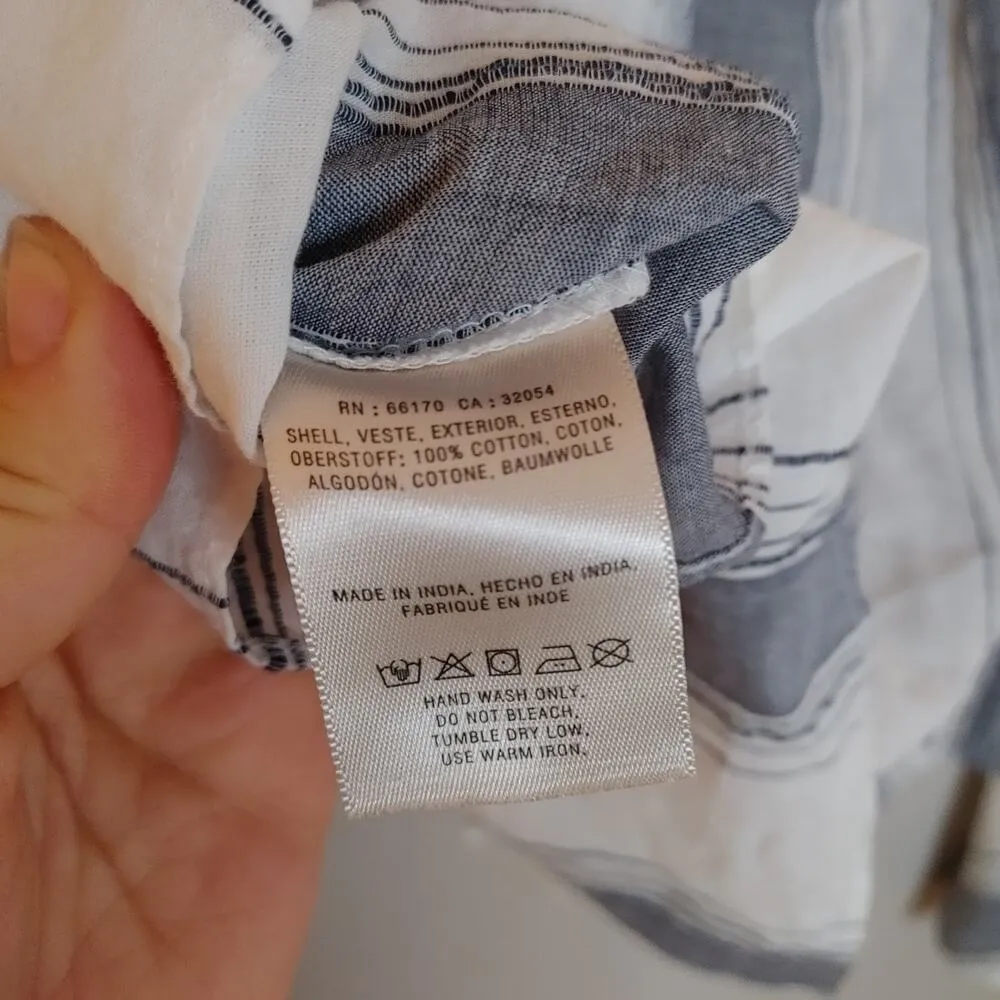 Anthropologie Lilka Size Small S Cropped Blue White Tassle Playa Peasant Top - Image 3