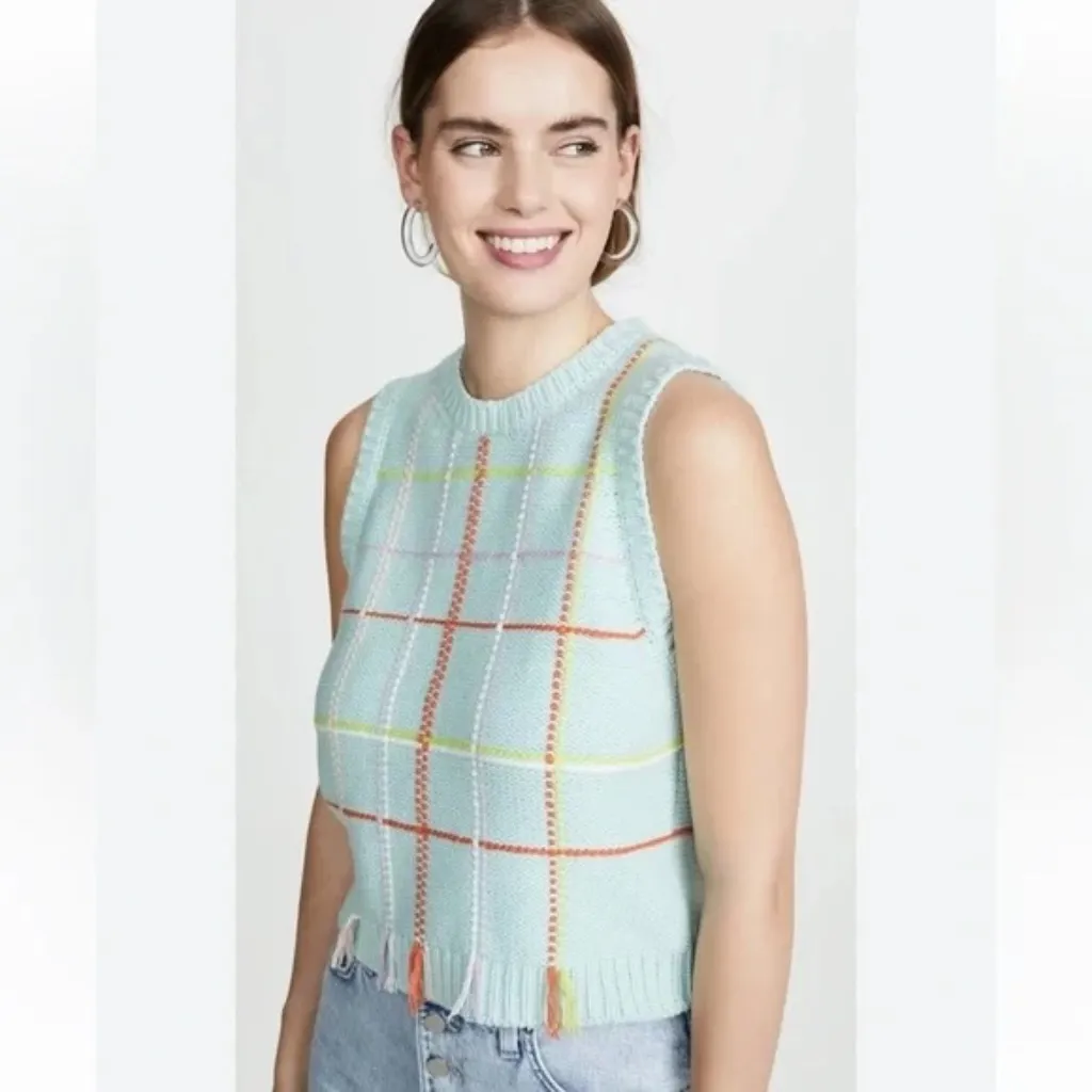 Alice + Olivia Rosalina Grid Shell Sweater Vest Plaid Large - Image 2