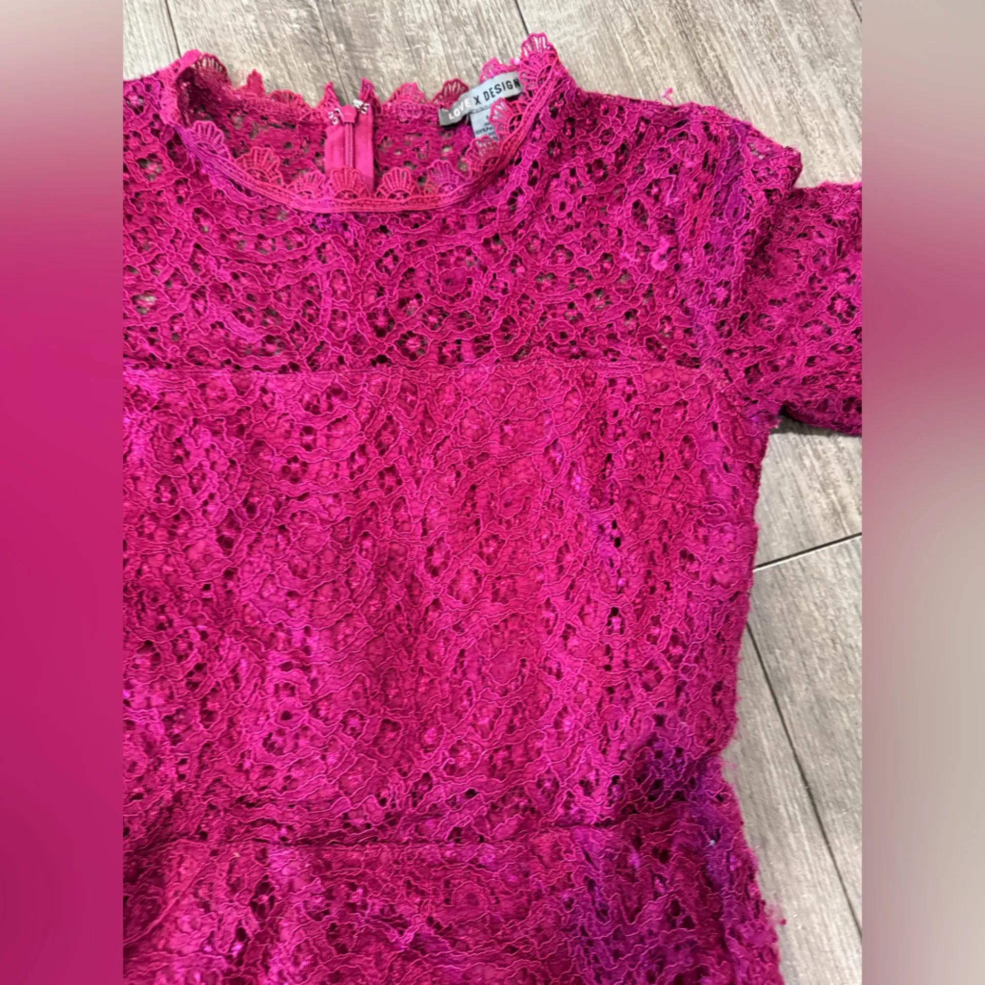 Love By Design Fuchsia Lace Midi Dress - Image 8