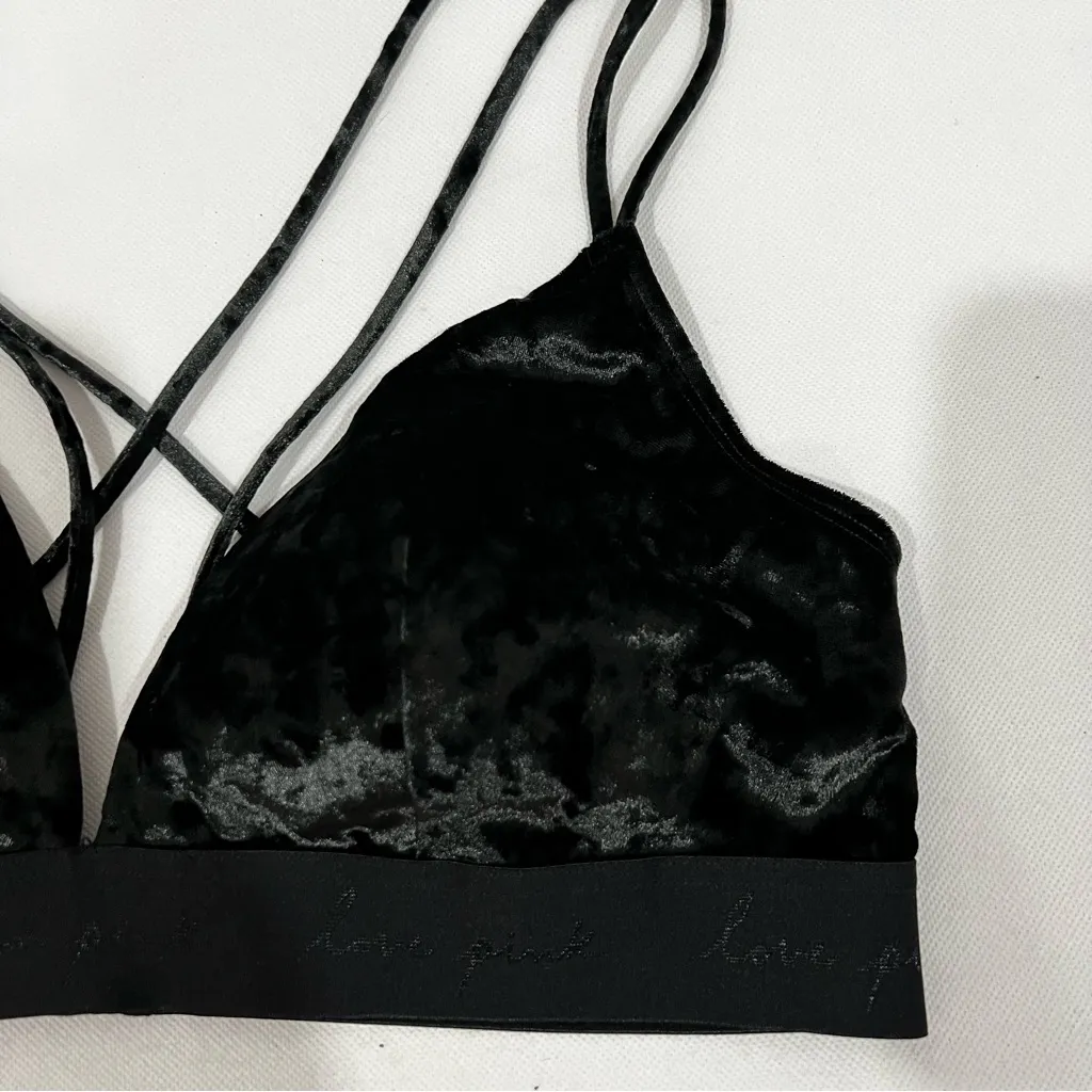 Pink Victoria's Secret Velvet Bralette Bra Size XXL Strappy Back - Image 7