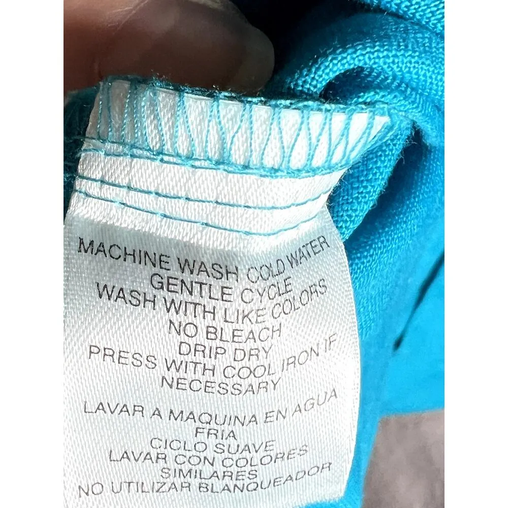 Jones NY size 2X top button-up 100% linen blue sleeveless cruise wear, office - Image 9