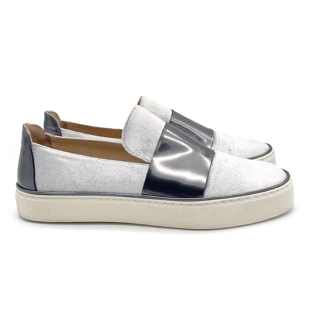 Stuart Weitzman Boyband Argento Velvet Platform Sneaker Silver Platinum Size 8 - Image 7