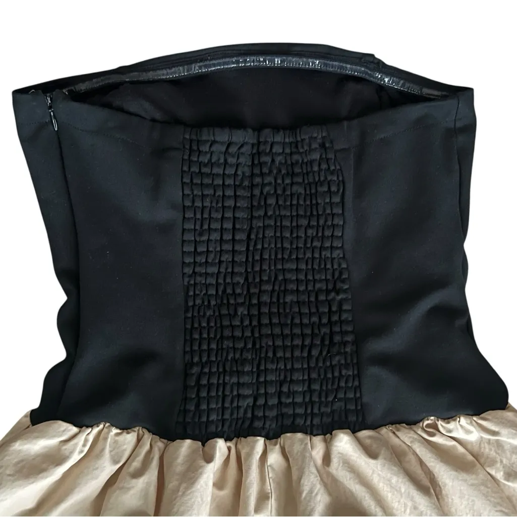 Anthropologie Maeve Women’s Strapless Black Cream Bubble Shorts Romper Sz Medium - Image 7