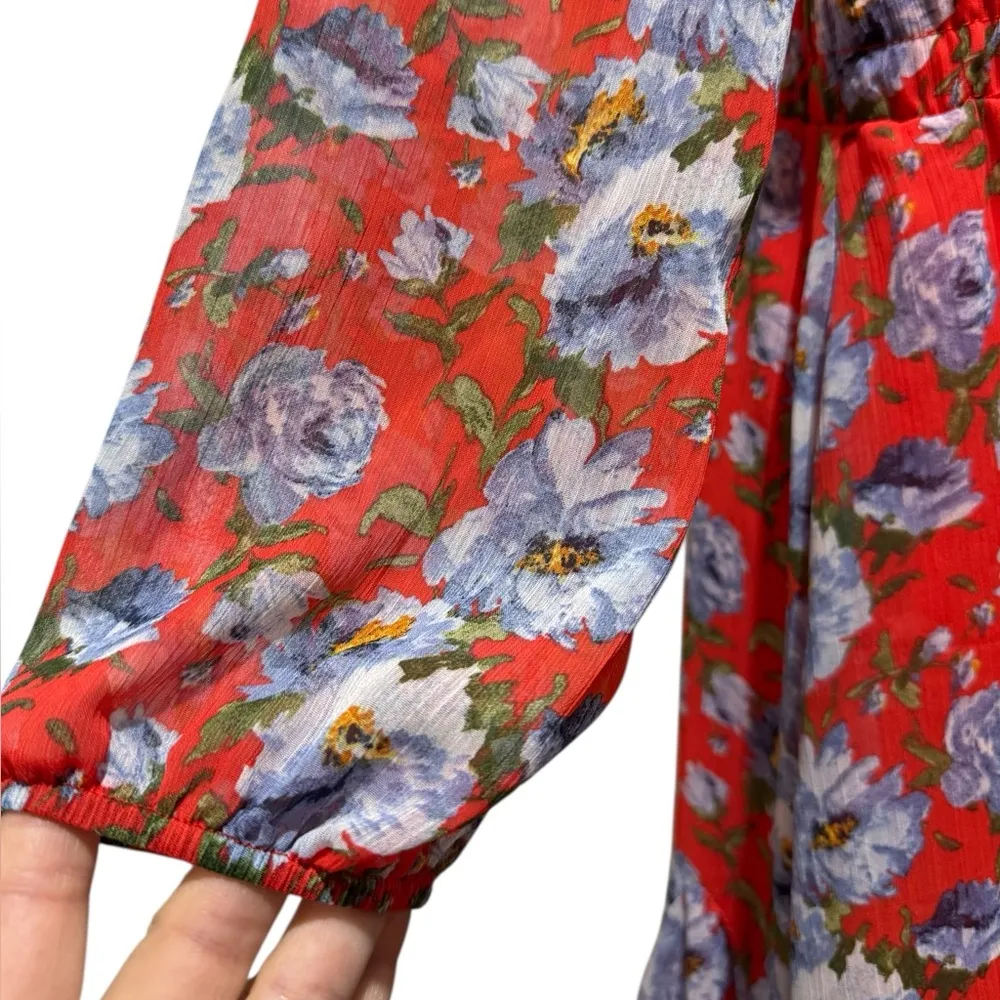 Mi Ami Francesca’s Red & Blue Floral Mini Dress Size M NWT Size M - Image 5