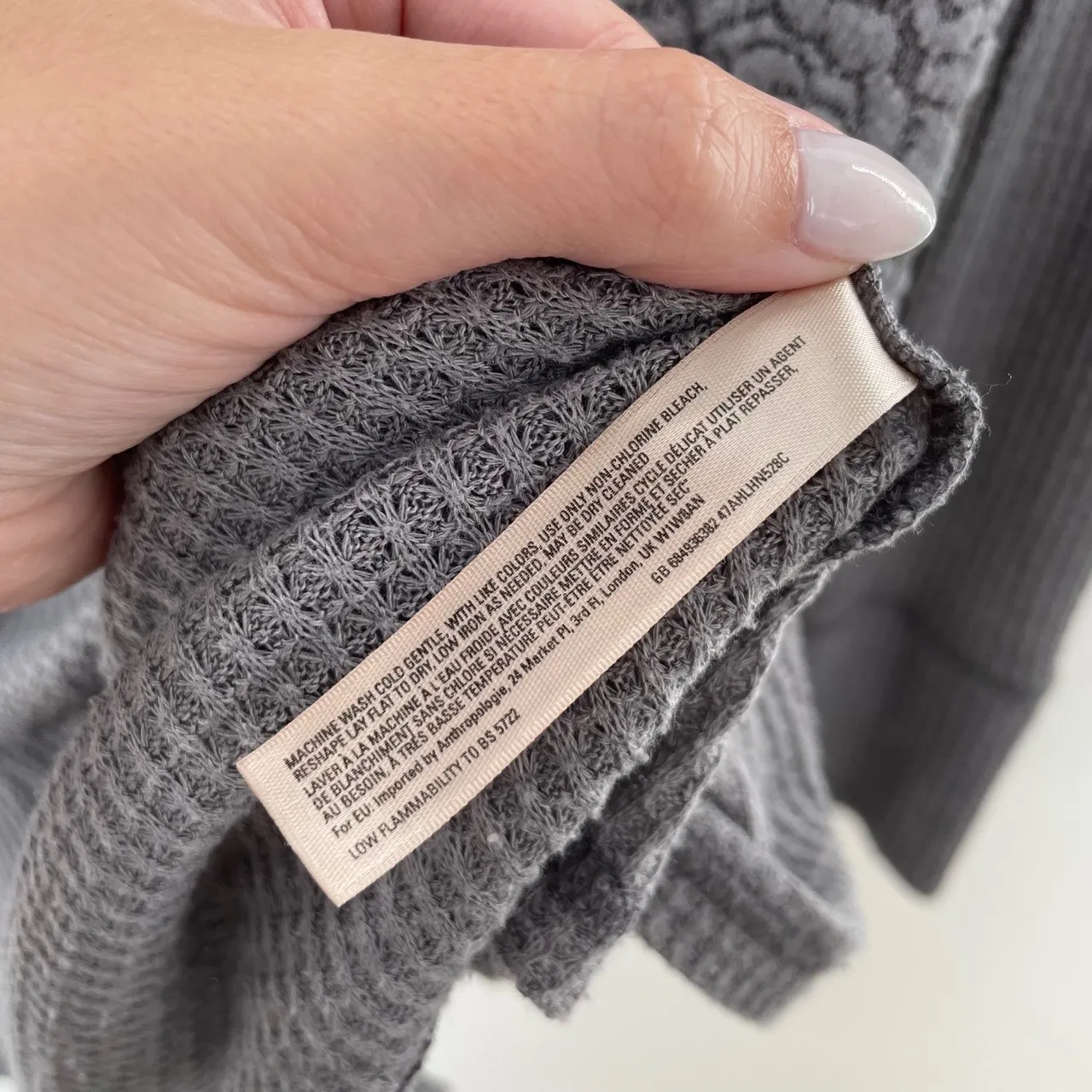 Anthropologie Eloise Women's Gray Gwyneira Waffle Knit Thermal Tunic Top Size XS - Image 10